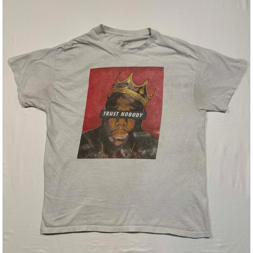 Notorious B.I.G. Trust Nobody Graphic T-Shirt Grey Biggie Smalls Hip Hop Large